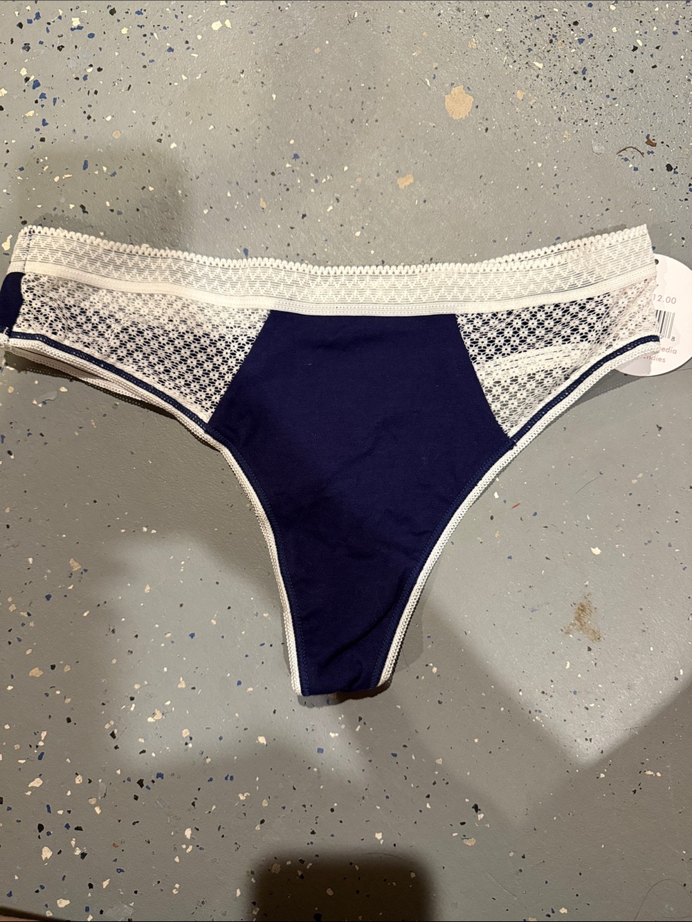 NWT Splendies navy, and white thong